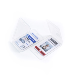Heavy Duty Clamshell ID Badge Holder Clear Rigid Card Protector