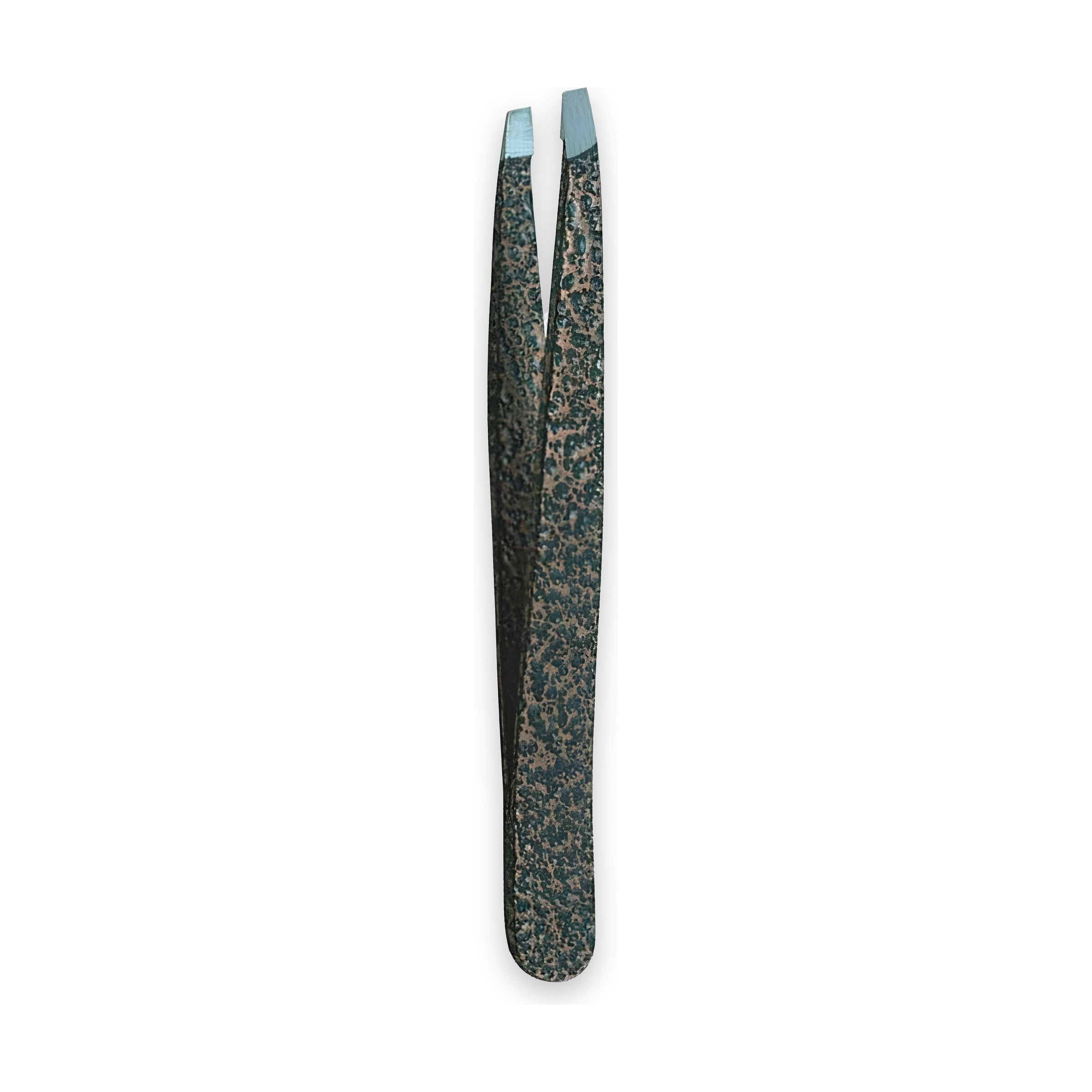 Dark Teal Textured Slant-Tip Tweezers, Fine