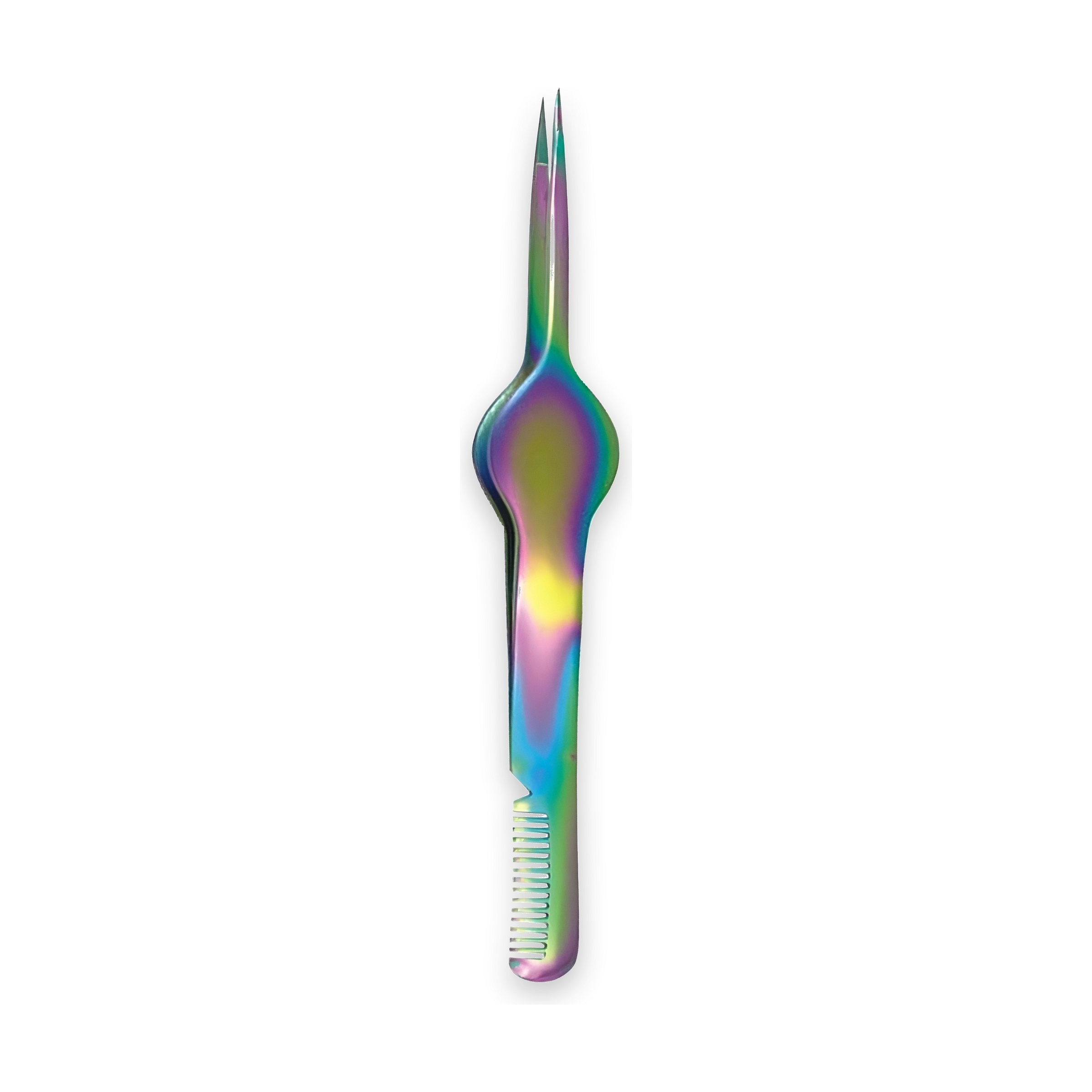 Rainbow Titanium Bulb Slant-Tip Tweezers